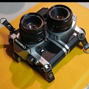 Two 2 VTG Vintage Chinon Cameras 35MM UNTESTED